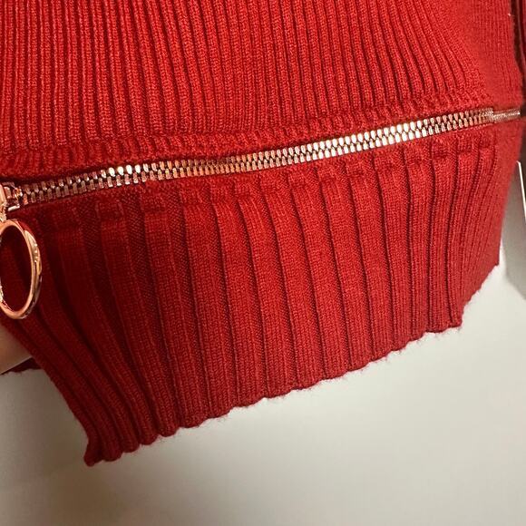 New with Tags For Love and Lemons Annie Zipper Sweater Ribbed Knit Small - Picture 5 of 11